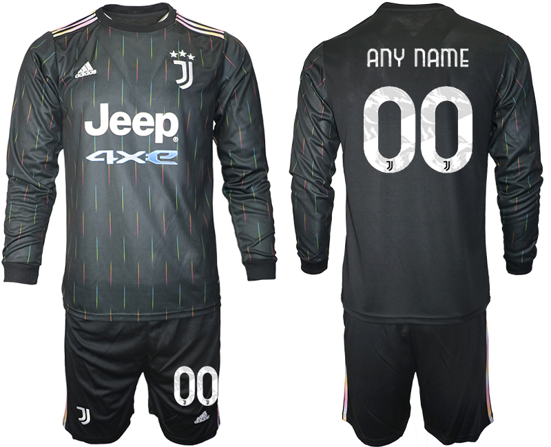 Men 2021-2022 Club Juventus away black Long Sleeve customized Soccer Jersey